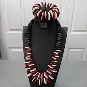 Handmade Tagua Nut Statement Necklace & Bracelet Set